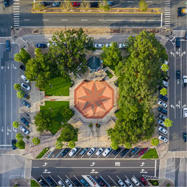 Aeriel view of urban park developed with SAFEbuilt planning service