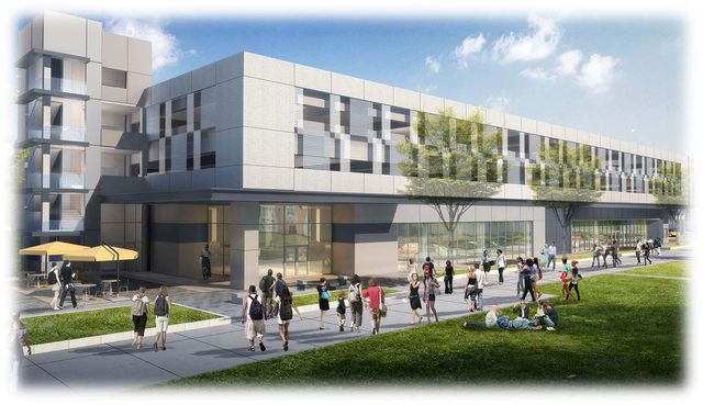 University of Central Florida rendering of new campus building with green space for students 