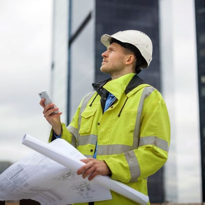 Man completing virtual inspection on phone