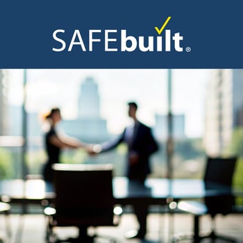 SAFEBuilt logo over photo of people shaking hands