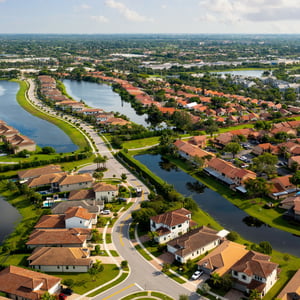 Aerial rural Florida town