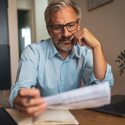 Man reviewing paperwork at desk
