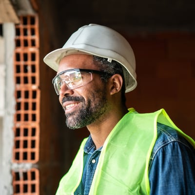 Smiling construction worker. 