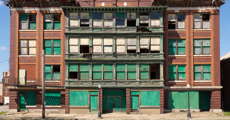 Empty, dilapidated municipal building 