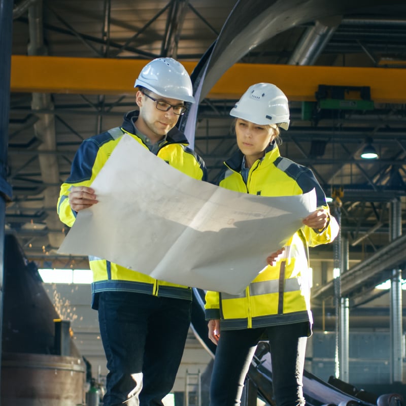 Building department team reviewing plans